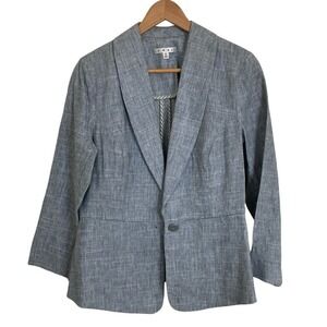 Cabi Womens Blazer #215 Gray Blue Size 6 Linen Cotton Blend Career Spring Summer